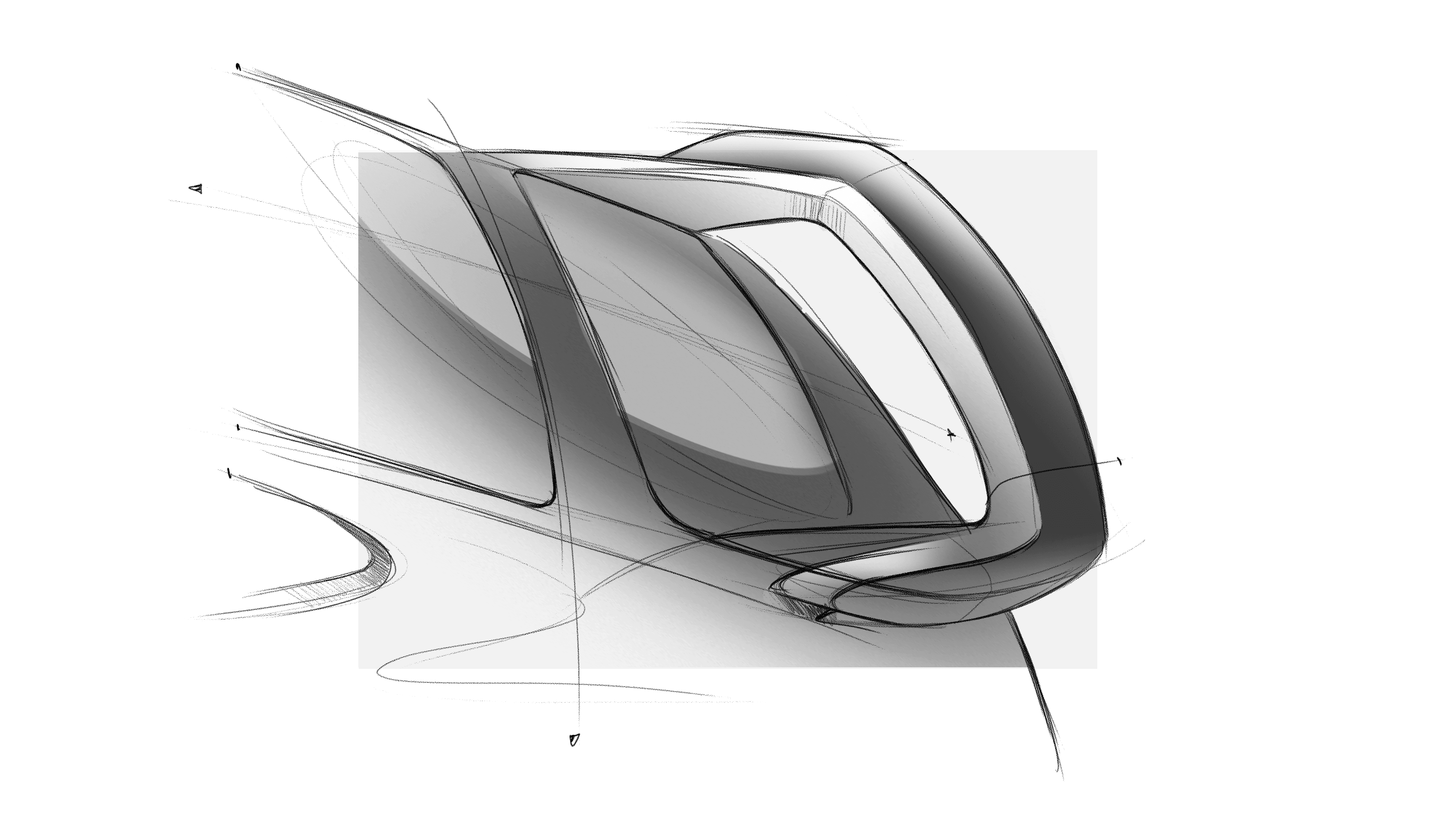 Tony Hatter's design sketch of the 993 roofline and rear spoiler